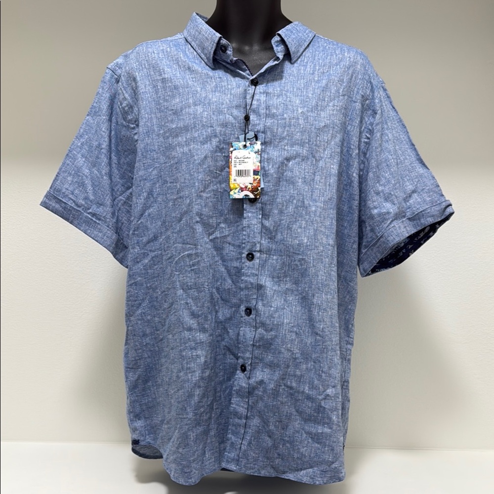 Robert Graham Massimo Linen Blend Men’s Blue Shirt Size 3XL